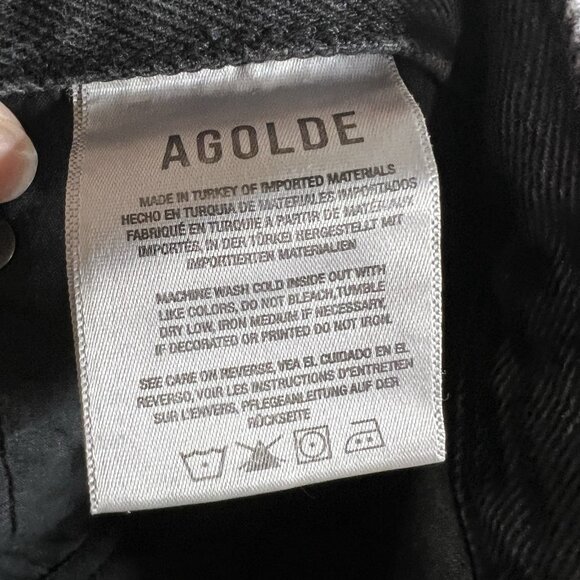 AGOLDE 90s Mid Rise Loose Sz 24 Smokestack Black Women’s Jeans Grunge Distressed - Picture 9 of 10